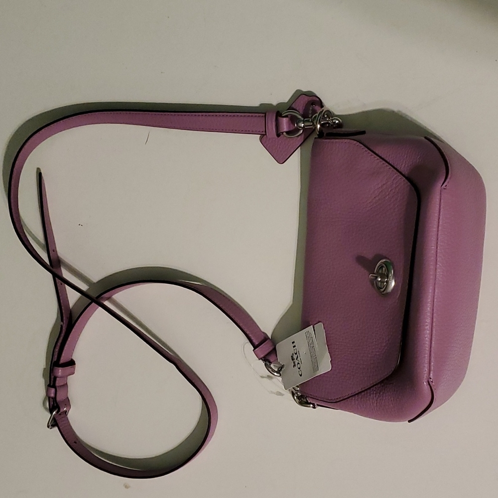 New Coach violet purple leather small shoulder - crossbody bag